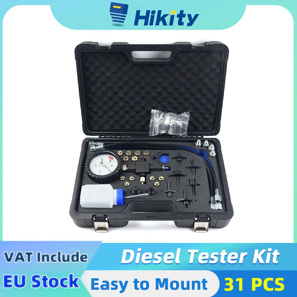 Hikity Common Rail Diesel High Pressure Gauge Tester Kit Pressure 2000 Bar Tester Kit Gas Oil Pressure Tools for Car with box