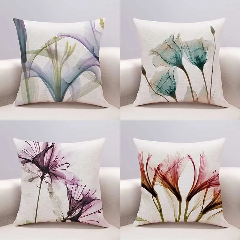 Beautiful flower pillow cover modern simple sofa living room office by pillowcase waist pillow fabric home decoration