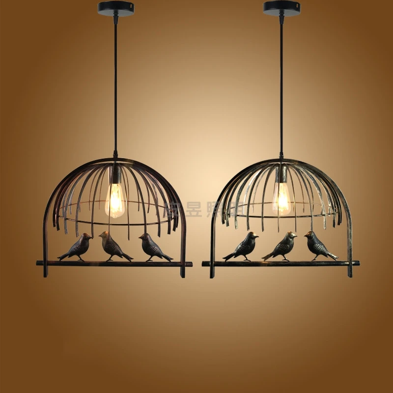 

Retro Industrial E27 Pendant Lights Iron Bird Cage Aisle Lamps Nordic Modern Personality Living Room Pendant Lamps