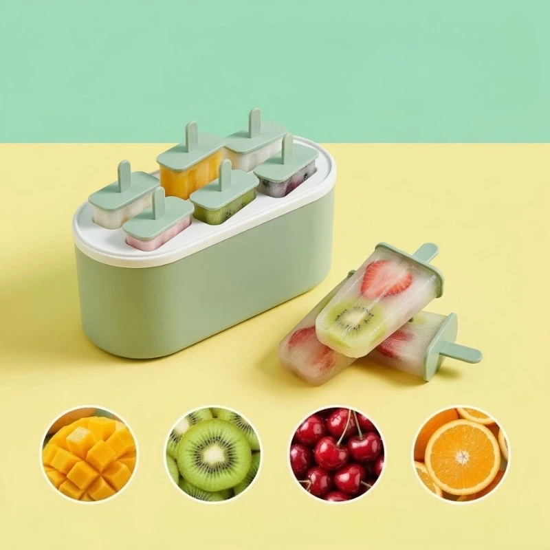 6/8 Holes Popsicle Molds With Storage Box Popsicle Making Mold Reusable Easy Release Ice Pop Make Mould Ice Maker Kitchen Tool