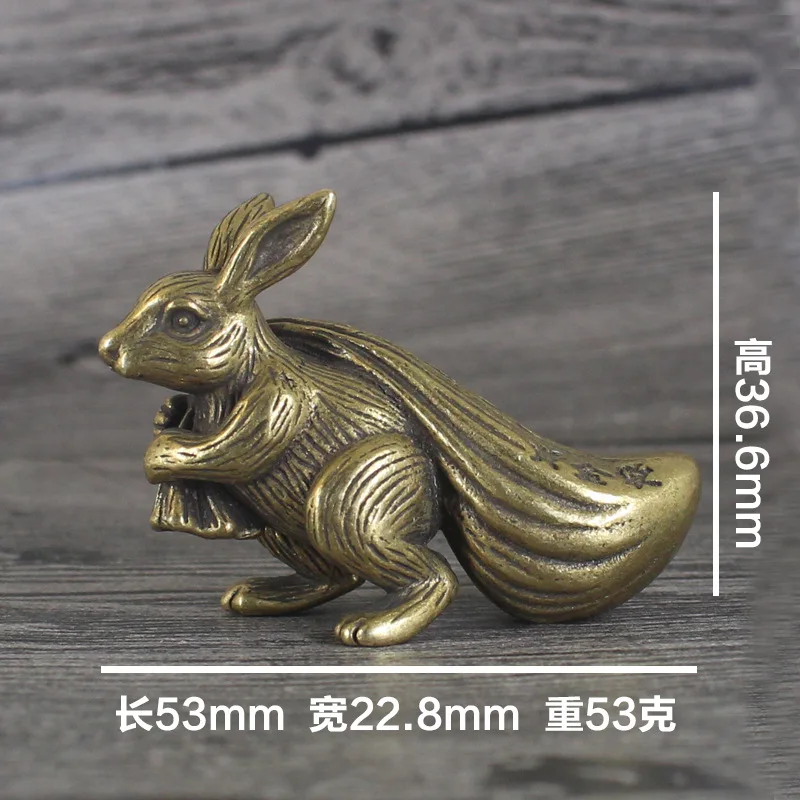 Brass Metal Handicrafts Rabbit Decorative Figurines Desk Decoration Cute Zodiac Lucky Rabbit  Home Decor Accessories Miniatures