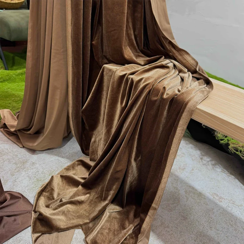 Vintage Green Velvet Fabric for Formal Dress Backdrops Wedding Party Decoration Curtain Cloth Drap Handmade DIY Material