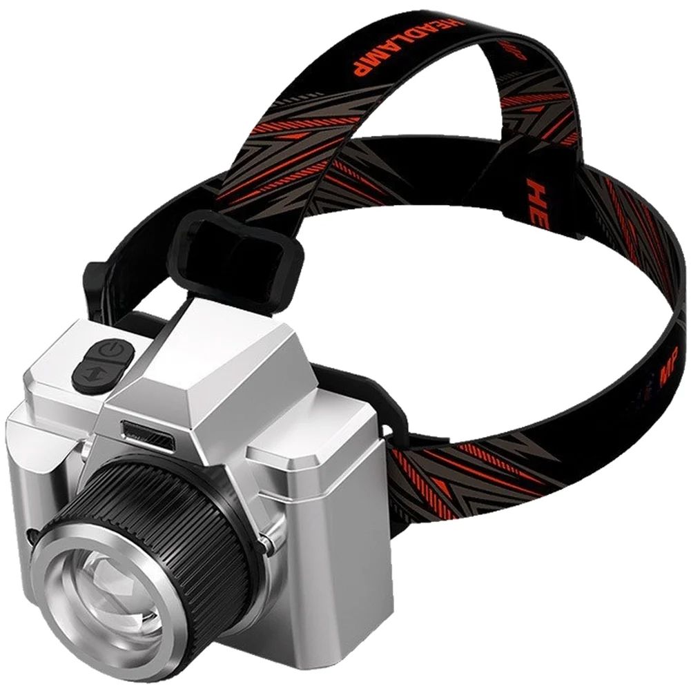 Approx.9.2*9*8.5cm LED Headlamp Motion Sensor Headlamp Firefighters Hands-free Flashlight Blue Moon-shaped Beam