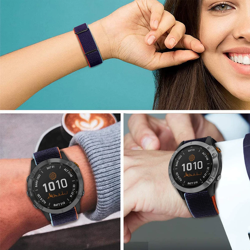 20/22/26mm Hook Loop Watch Band for Garmin Fenix 8 43/47/51mm Woven Nylon Strap For Garmin Fenix 7 7X 6 6X Pro 5 5X Plus