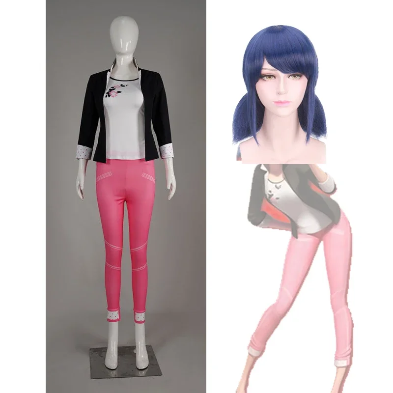 Chicas de Anime LadyBug disfraz de Cosplay Lucky Charm Marinette Dupain-Cheng Cosplayer pelucas Marinette ropa diaria gran oferta 2025