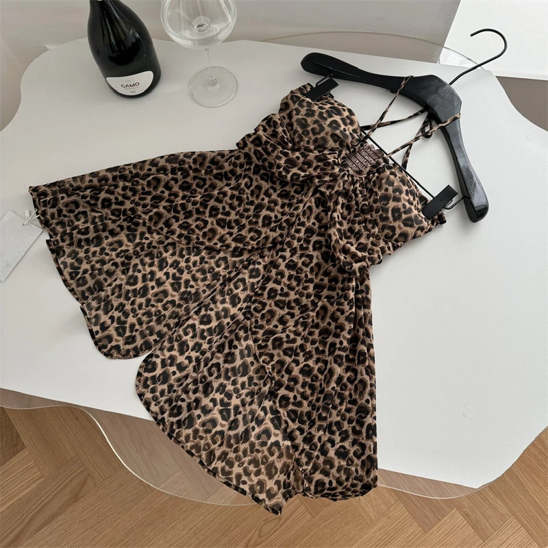 Women's Brown Crop Top 90s Vintage Y2k Camisole Streetwear Harajuku Leopard Corset Top Sleeveless Vest 2000s Clothes Summer 2024