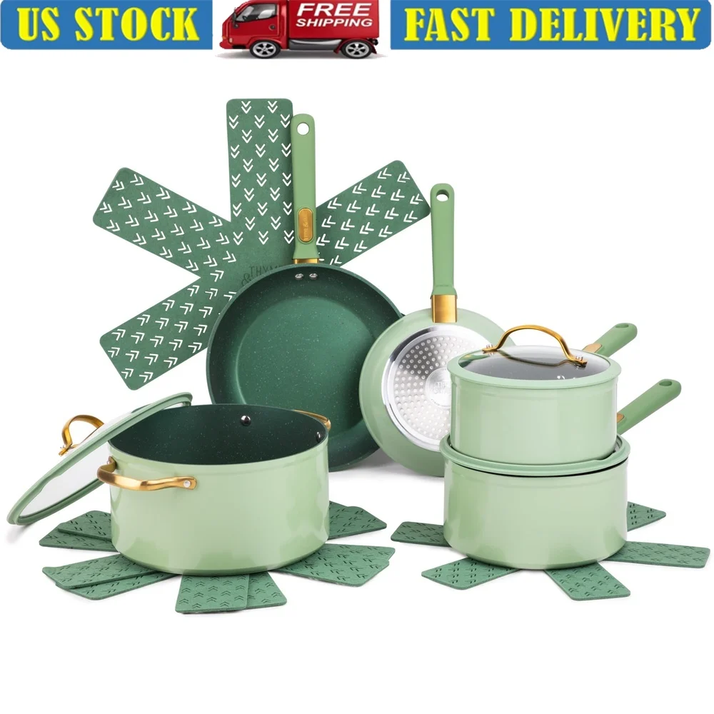 

12-Piece Non-Stick Cookware Set Durable Aluminum Stainless Steel Kitchen Essentials Induction Compatible Fry Pans Stock Pot