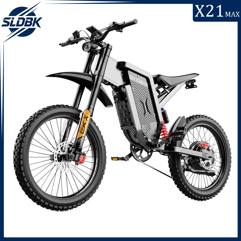 

SLDBK Electric Motorcycles X21 Max 6000W Brushless Gearless Motors 60V30AH Lithium Battery Speed 85Kmh Adult Off Road MTB Ebike