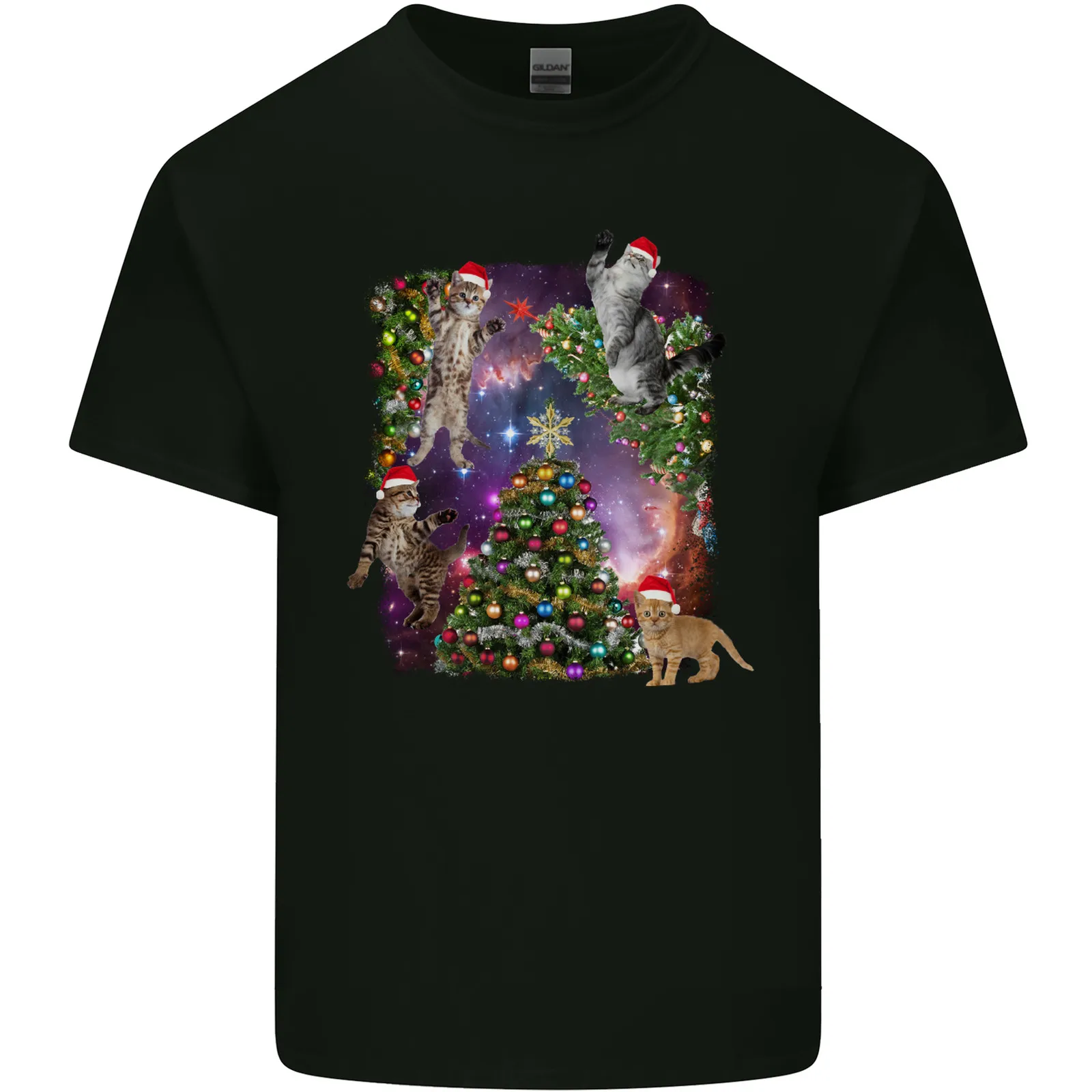 

Christmas Cats and Tree Mens Light Cotton T Shirt
