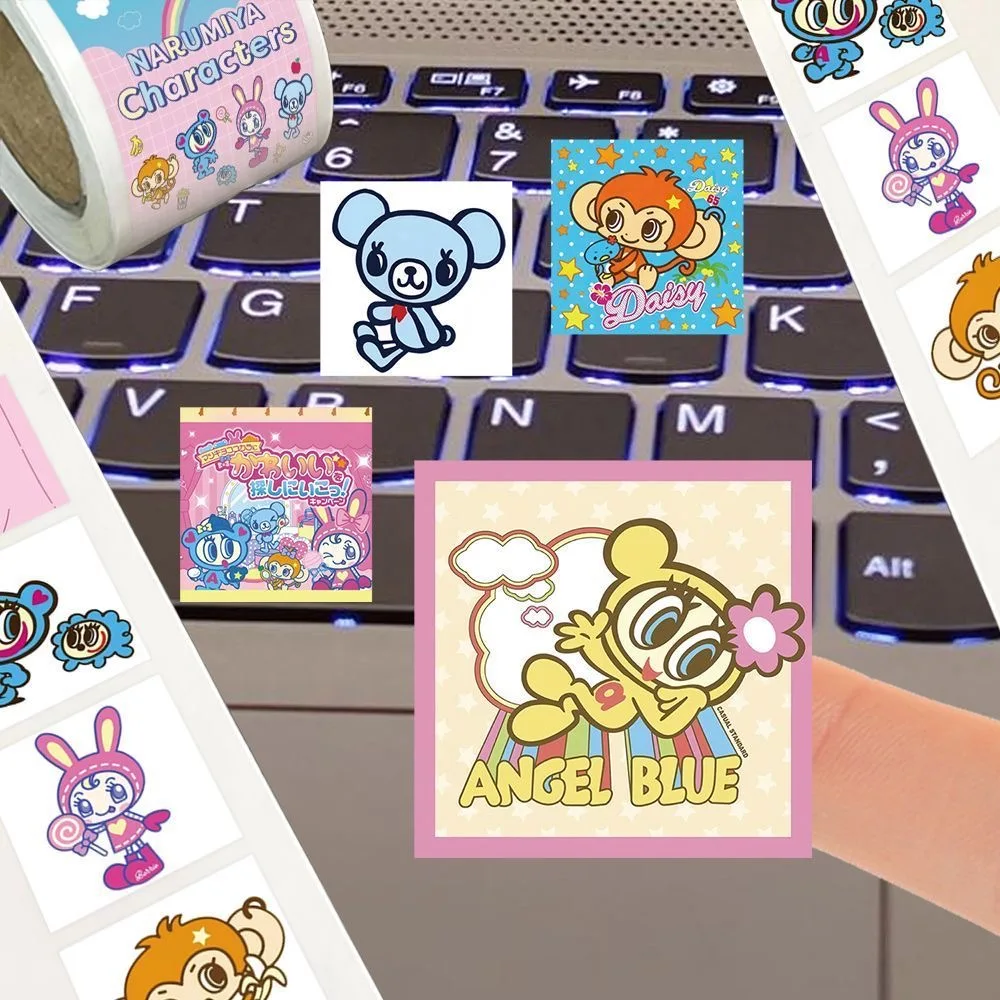 500 Stück/Rolle Niedliche Blaue Engel-Cartoon-Aufkleber DIY Skateboard Laptop Gitarre Handy Auto Siegel-Etiketten Dekoration