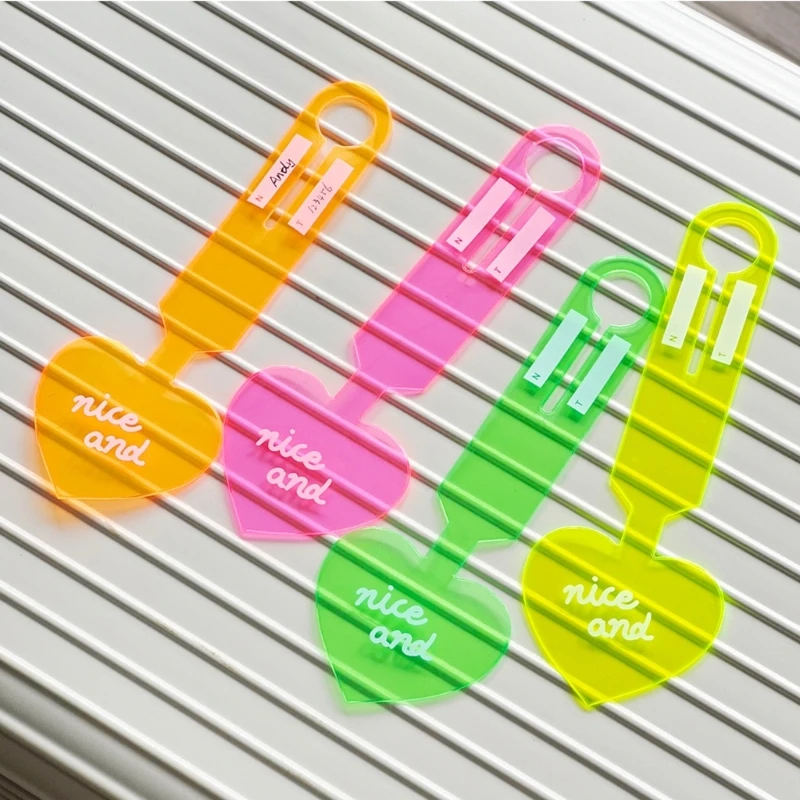 10PCS Luggage Labels Easy To Find Fluorescent Heart Bag Label,Unique Baggage Identifiers PVC For Travel And Daily Drop Shipping