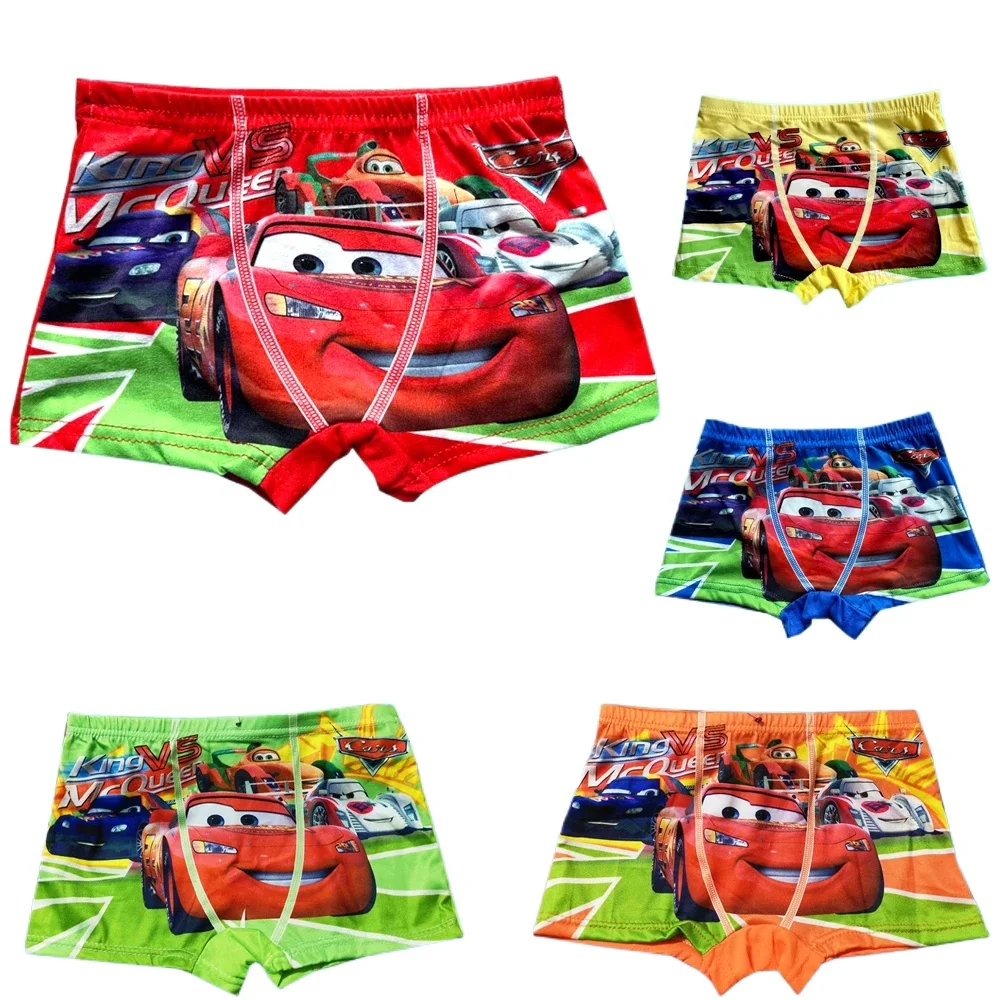 New 2Pcs/Lot Boys Boxer Briefs Underwear Cute Cartoon Racing Car Print Soft Breathable Kids Panties for 3‑8 Years Old Boys