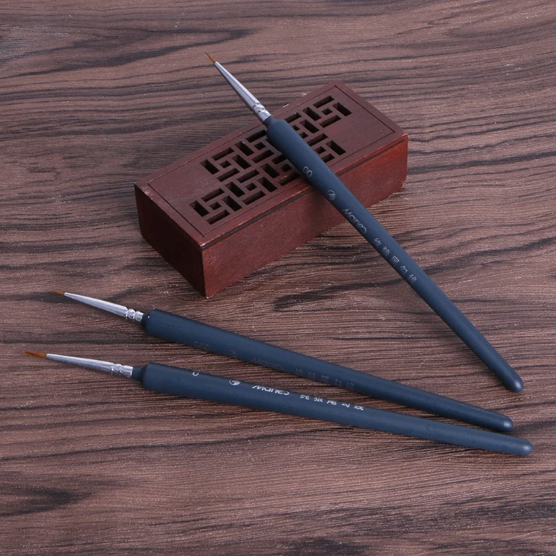 Wolfshaar-Pinsel-Set, 3 Stück, mit ergonomischem Modellzubehör