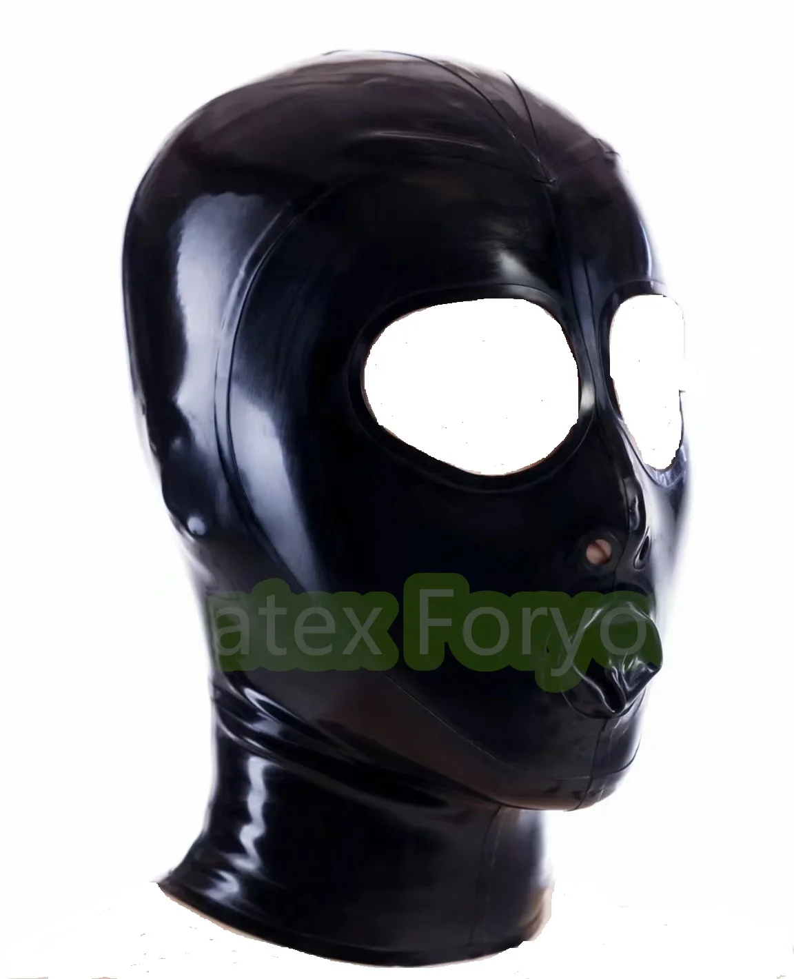 Latex Hood Only Open Eyes or Nose with Inner Red or Black Mouth Condom Unisex Mask with Back Zipper Rubber Gummi Hood