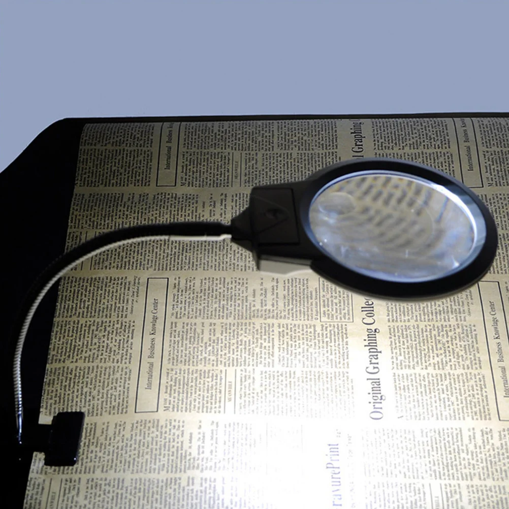 

1Pcs Handheld Magnifier with Clip LED Reading Lamp Clear Acrylic Lens Flexible Gooseneck Easy Adjust Desktop Laboratory Repair