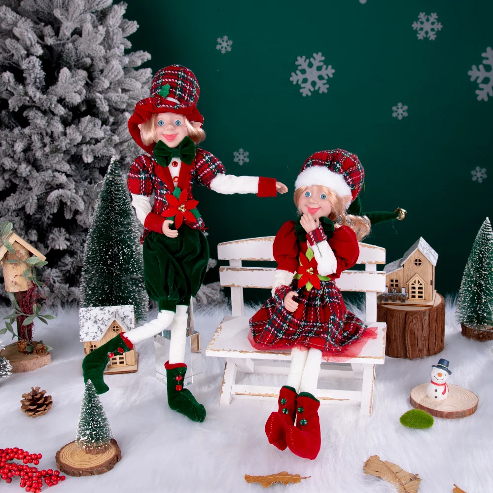 2024 New Year Christmas Elves Plush Elf Doll Xmas Decoration Navidad New Year Gifts Tree Hanging Ornaments Children Cute Toys