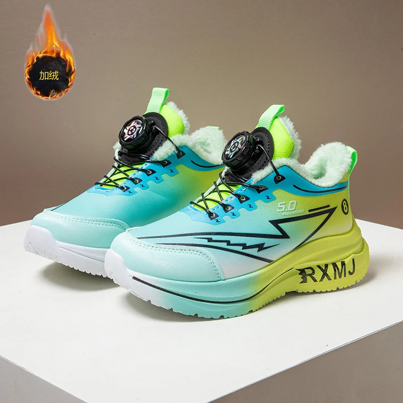 

Children's Sports Shoes Kids Winter Fleece Lined Warm Breathable Sneakers Boys Girls outdoors Walking Casual Running Shoes