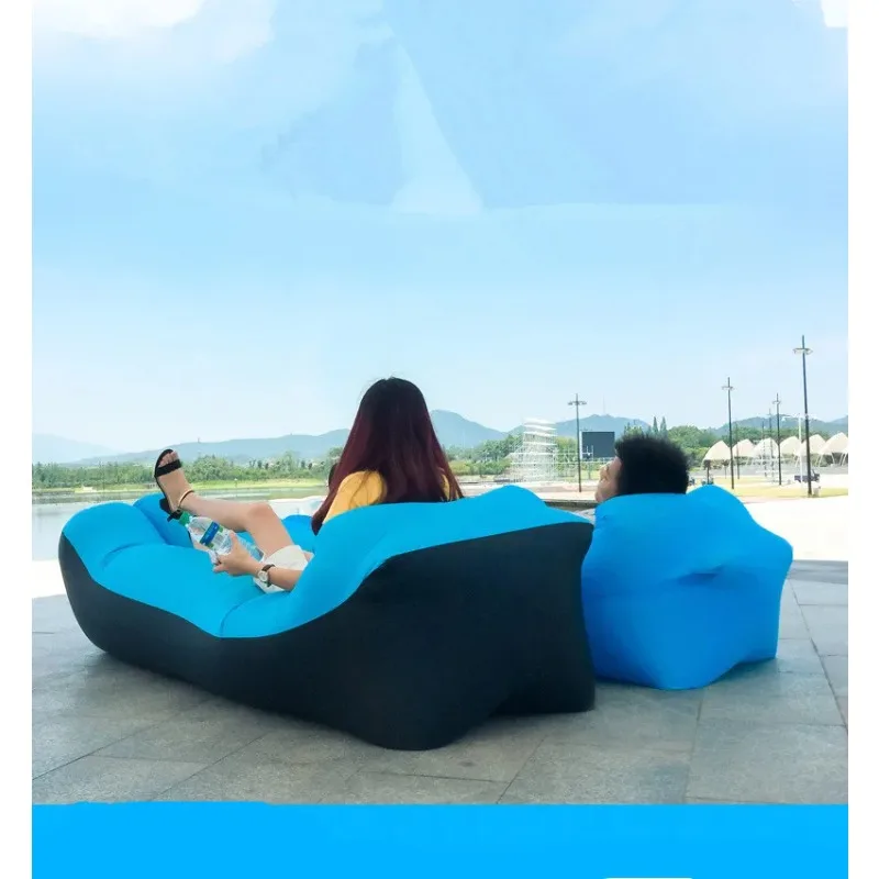 Air Lazy Inflatable Sofa Portable Outdoor Beach Air Sofa Sleeping Bag Bed Oxford Cloth 220x70cm Sleeping Bag Inflatable Mattress