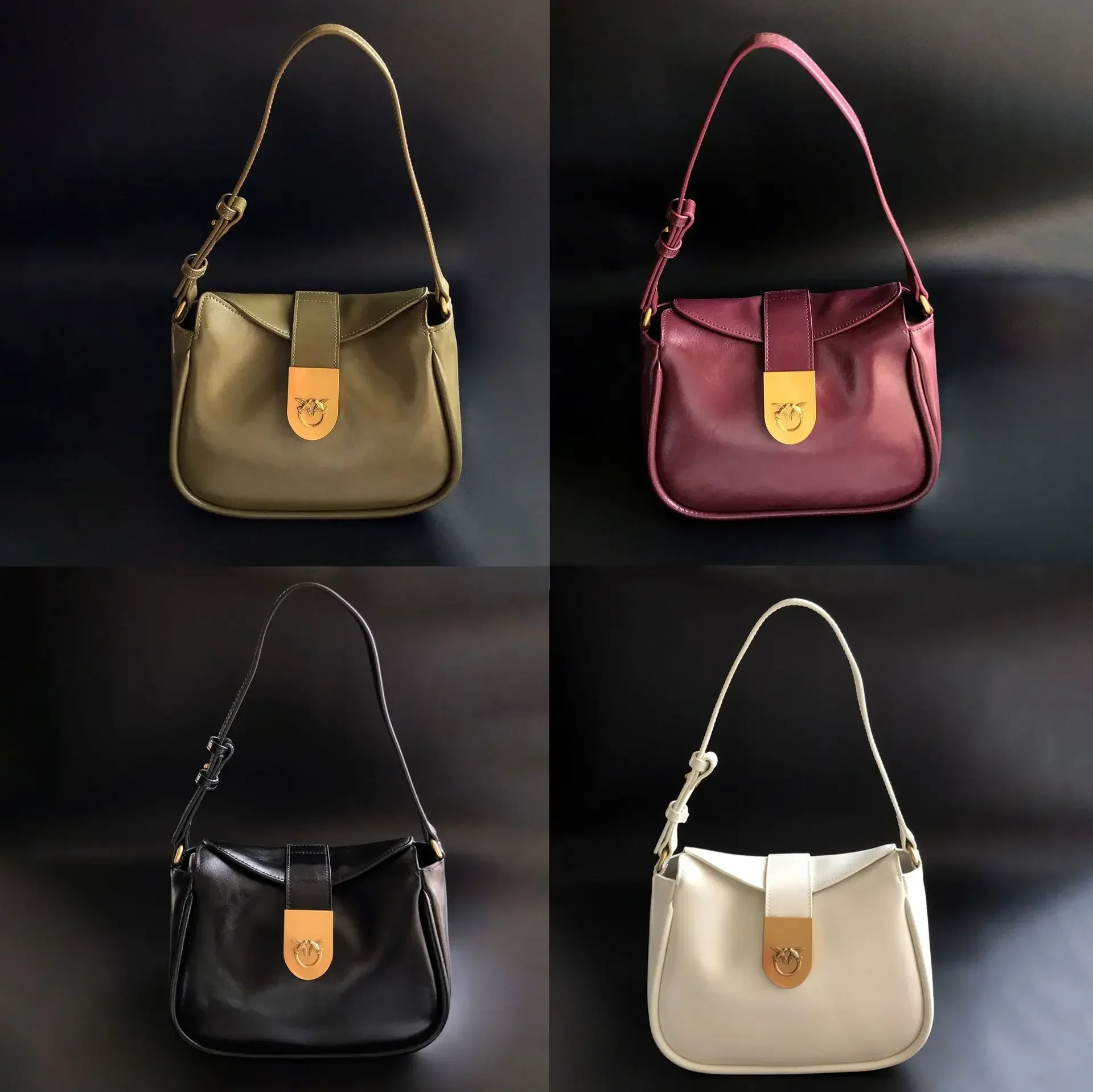 New Oil Wax Leather High-end Vintage Women's Underarm Bag Hot Viral Retro Purse Handbag Chic Elegant Fashion Style