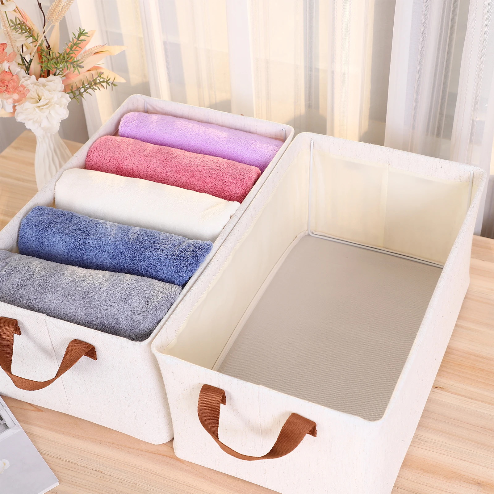 

2 Pcs Drawer Storage Basket Weaving Bins for Shelves Shelf Closet Organizer Containers