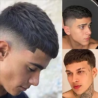 Synthetic Men Hair Toupee Fine Mono Men's Wig Durable Capillary Prosthesis Handmade Wigs Tupee For Party Halloween Christmas Use