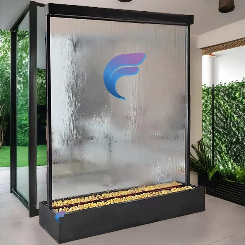 custom.Modern Aluminum Alloy Multi-Functional Indoor Room Divider Panel Fountain Waterfall Screens LED Decoration