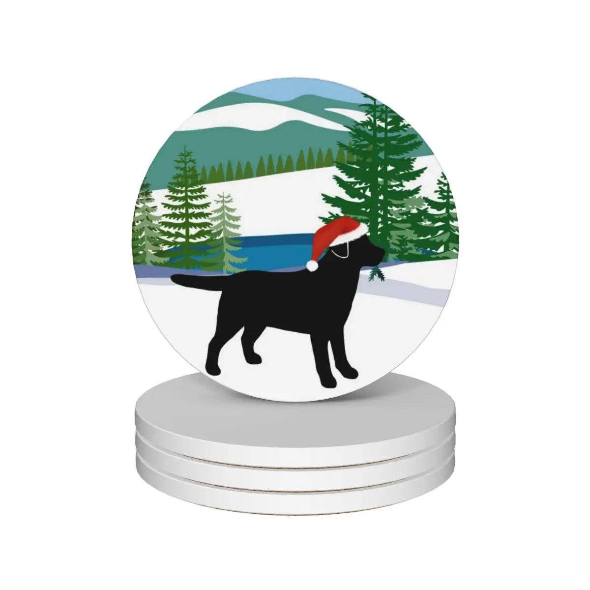 

Black Labrador Christmas Winter View Ceramic Coasters (Set of 4) ceramic mug set Coasters