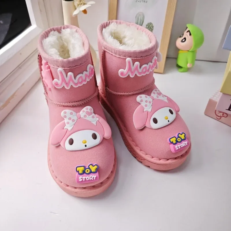 

Kuromi Anime Sanrio Ins Fashion Warm Board Shoes Cute Cartoon My Melody Kawaii Children Thick Snow Boots Lovely Gifts for Kids