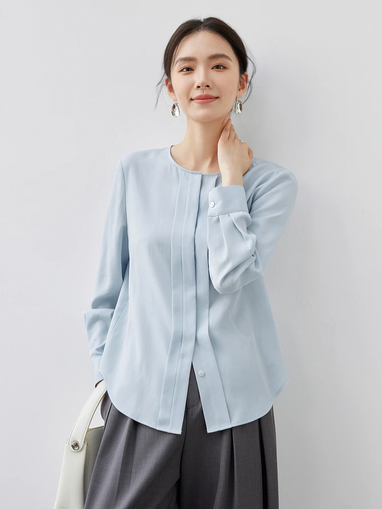 

SENTUBILA 100% Lyocell Casual Shirts Women 2024 Autumn Fall Fashion Long Sleeve Tops Simple Elegant Shirts & Blouse 143V56948