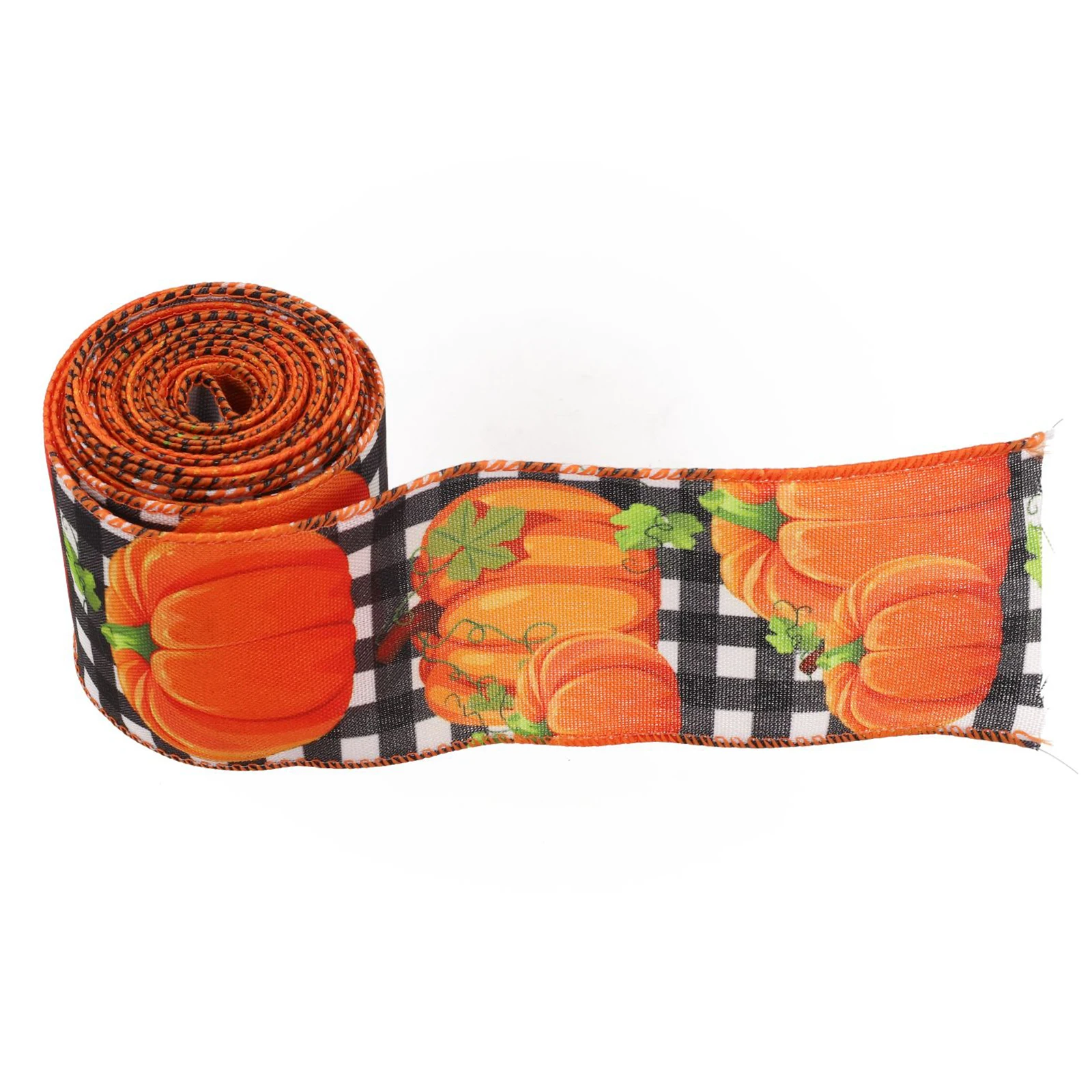 Autumn Ribbon Rolls Fall Burlap Ribbon Non-fading Colors Wire-sewn Edge 15 Feet Long 2.36 Inches Wide 5 Yards Long