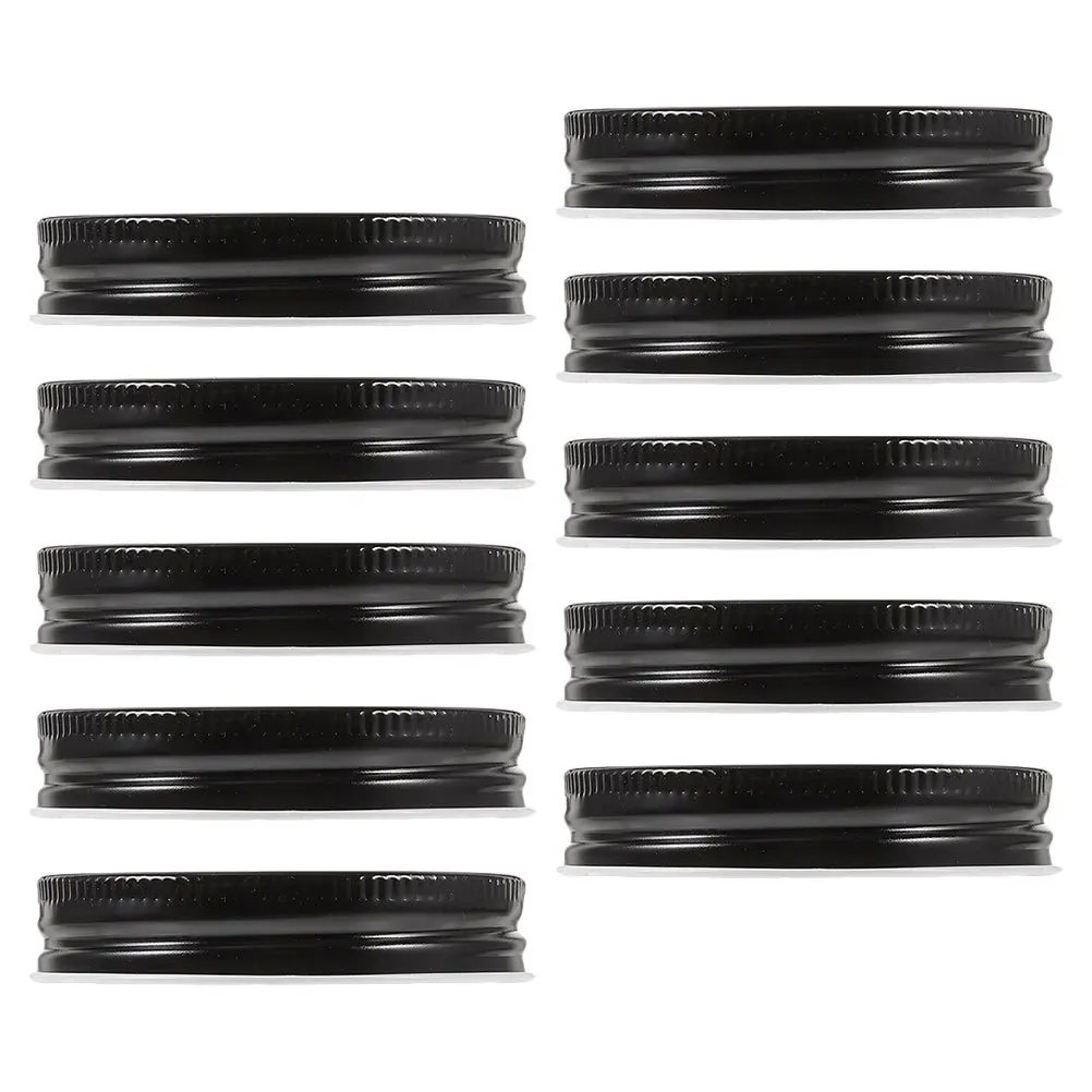 

10Pcs Airtight Seal Metal Canning Jar Lids Black Regular Mouth 70Mm Wide Mouth for Yogurt Jam Honey Preserving Supplies