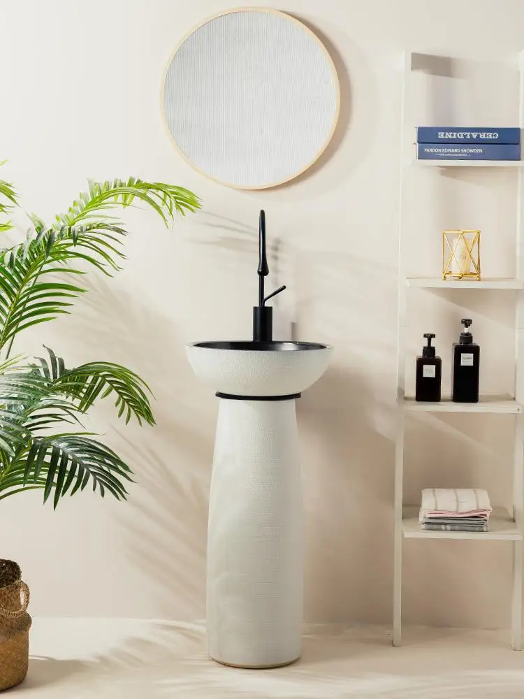 Simple column basin washbasin integrated floor vertical washbasin pillar balcony basin outdoor courtyard pool