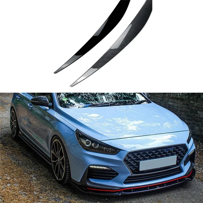 For Hyundai I30 I30N MK3 2017-2019 Carbon Fiber Front Headlight Cover Garnish Strip Eyebrow Cover Trim Sticker