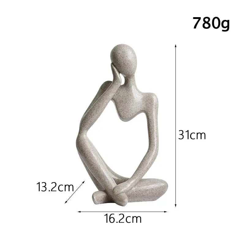 Large Size 31CM Abstract Human Figurine Creative Thinker Decor for Home Yoga Studio Exhibition Hall Living Room
