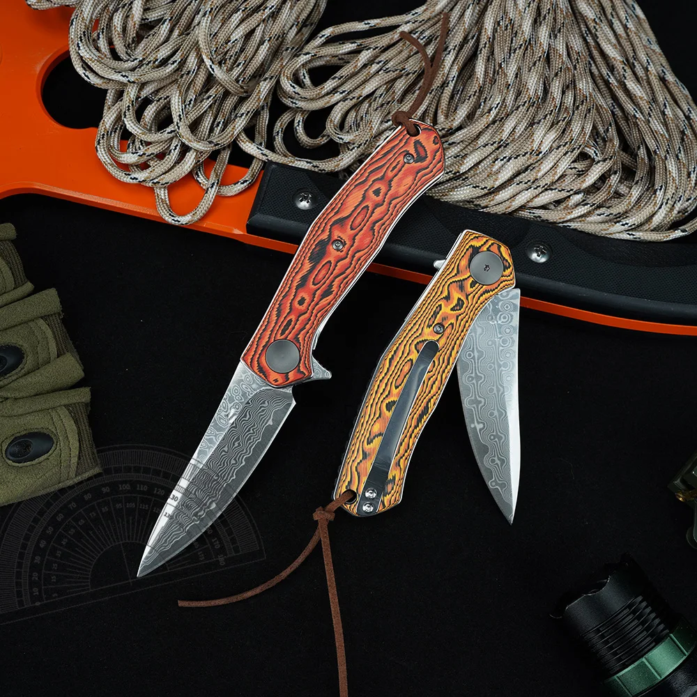 KS 4020 Damascus Knife Portabl - Edc Carry For Men ulasan dan harga