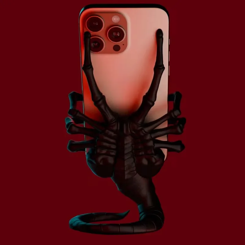 Creative Alien Facehugger Phone Stand, Alien Action Figure Desktop Ornament, Fun Office Decoration Collectible Gift for Movie Lo view 2