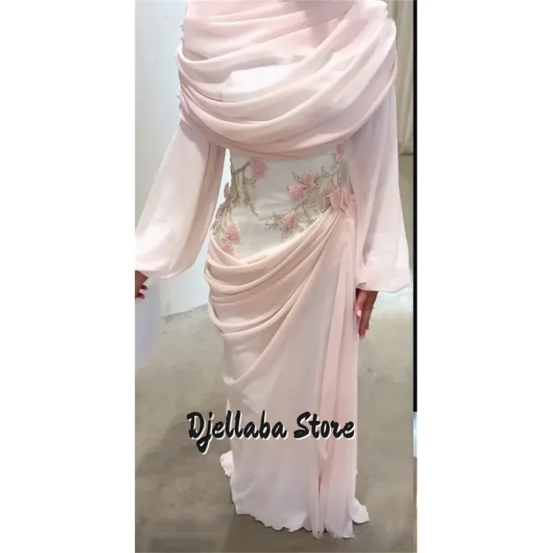 カスタマイズされたモダンなスタイルのシフォンパターンスパンコール付きストレートハイカラーロングドレスオーダーメイドの機会高品質