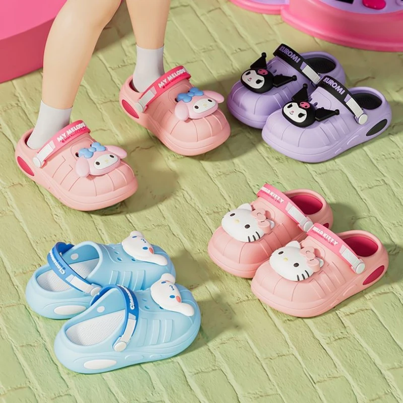 

Sanrio Kuromi Clogs Non-Slip Soft Sole Cute Cartoon Hello Kitty Breathable Summer Sandal Shoes Girl Indoor Outdoor Slippers Gift