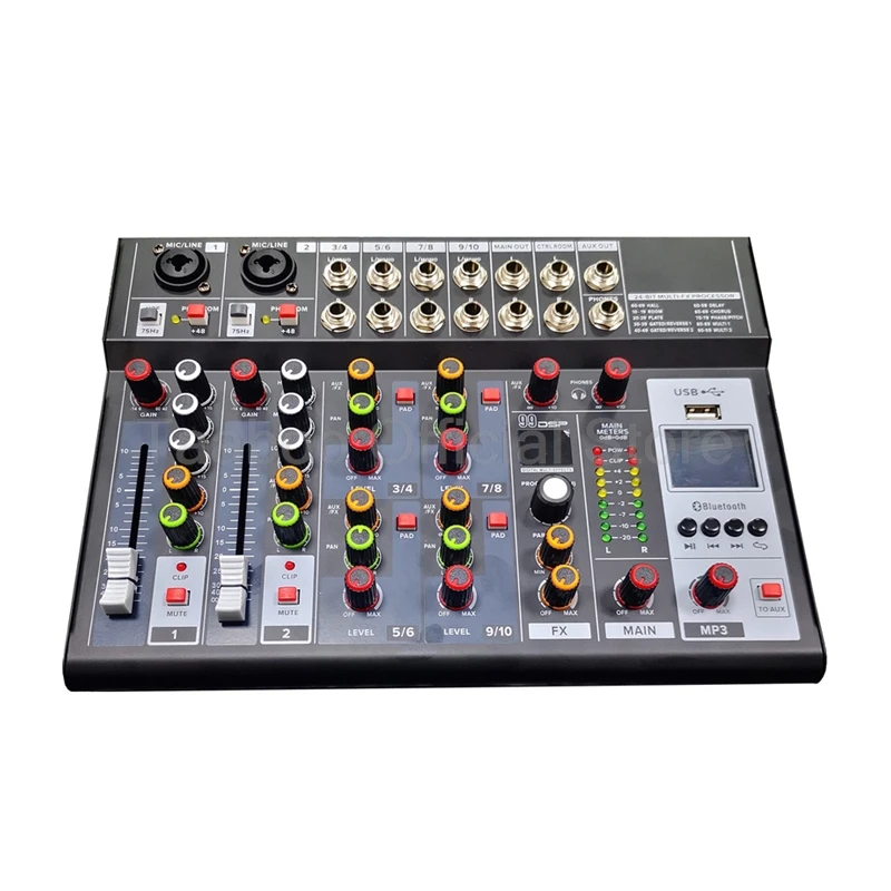 Professional Digital Console 10 Channels Sound Audio Mixer with 48V Prower 99 DSP Effects Bluetooth USB Dj  Reverb Mixer for KTV