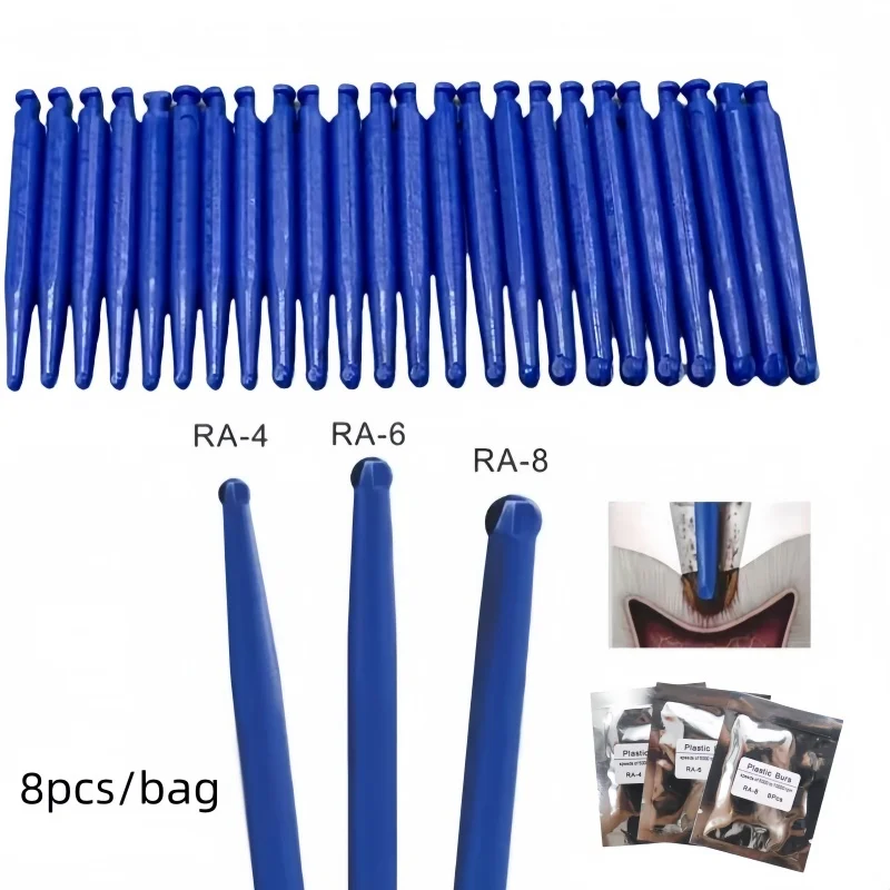 

8pcs/bag Caries Removal Bur Low Speed Handheld Caries Removal Plastic Bur Deep Bone Marrow Decay Bur Dental Complex Bur Tool