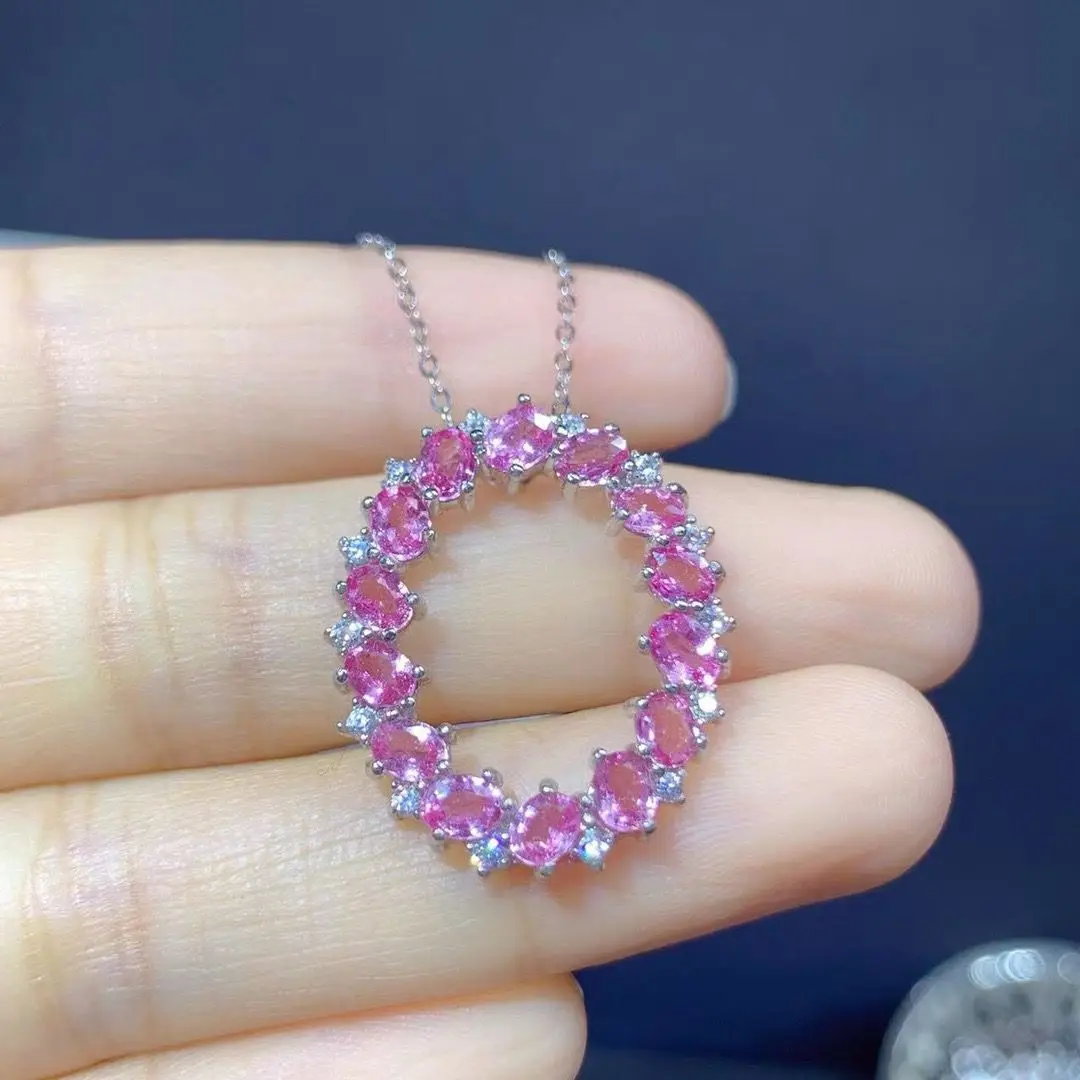 ZECAA Papalacha Pink Sapphire Jewelry Woman Papalacha Pink Pendant With Natural Papalacha Pink Sapphire Gemstone Jewelry 3*4mm