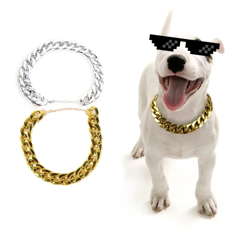 Collar de oro para perros y gatos, cadena de oro P, decoración de vestir, regalo para perros, accesorios para perros de lucha, joyería, accesorios para fotos