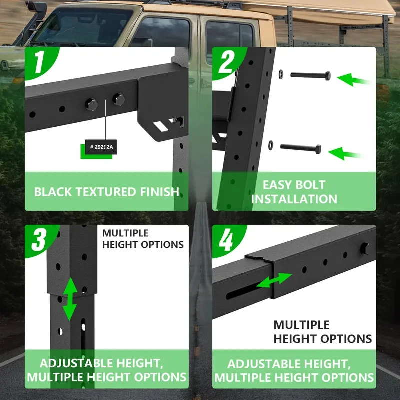 Hot Selling Adjustable Universal Ladder Cargo Rack Heavy Duty Pickup Bed Rack Exterior Storage Accessories