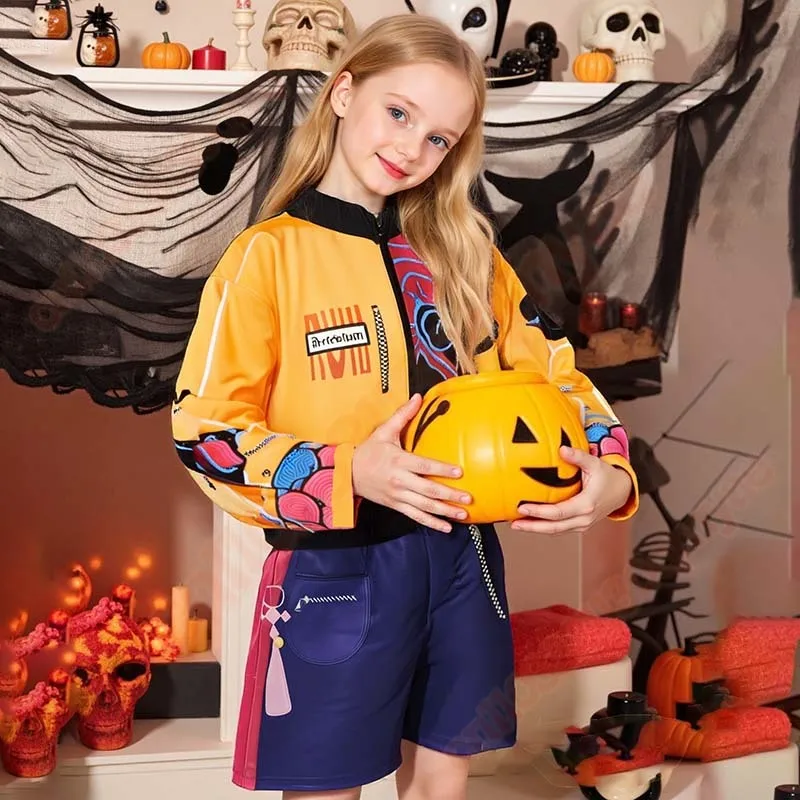 

2025 new Girls Rumi Costume Demon Hunters Cosplay Zoey Mira Costumes Suit 3D Print Halloween Dress Up Stage Performance Outfits