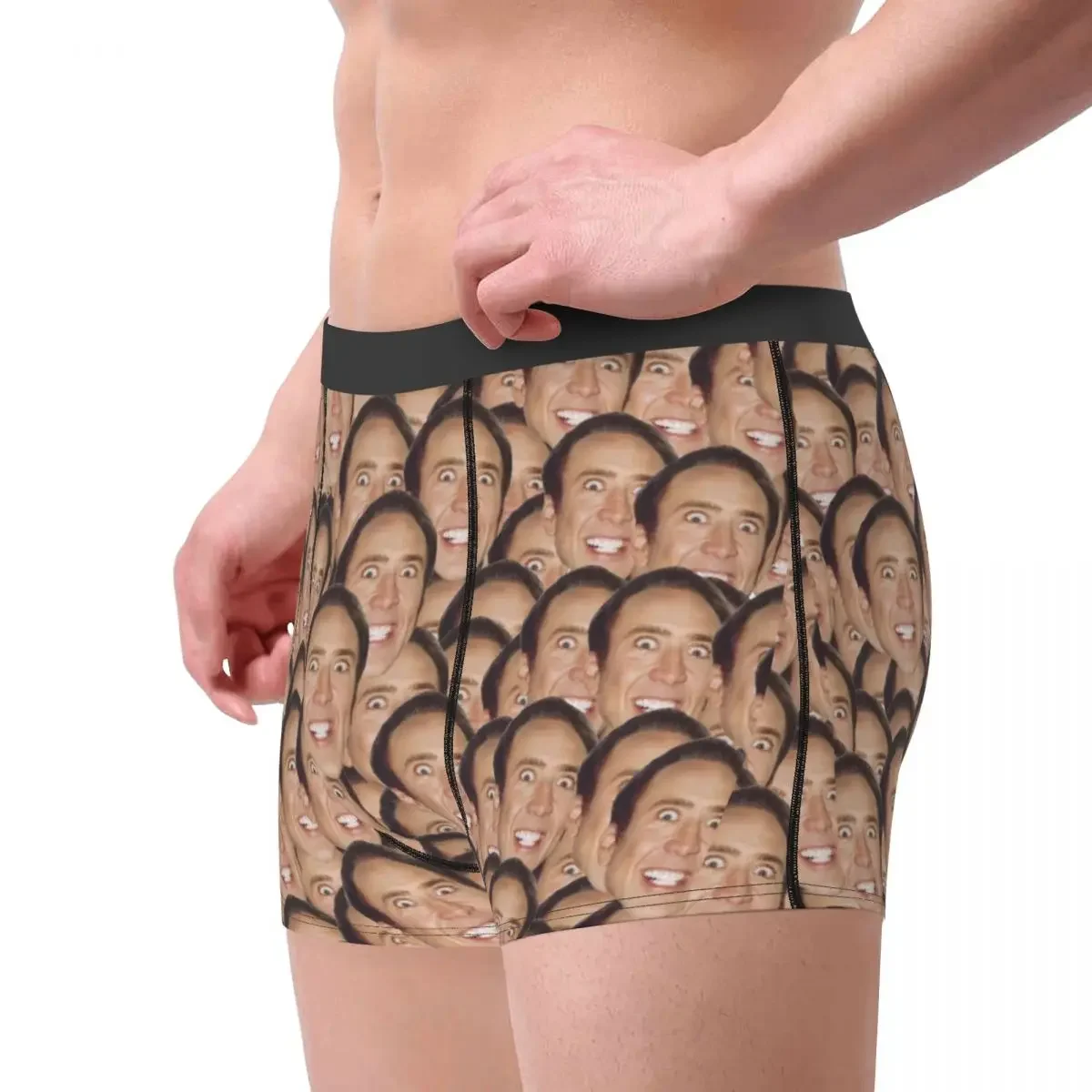 Novelty Boxer Nicolas Cage Meme Shorts Panties Men's Underwear Actor Soft Underpants for Homme Plus Size