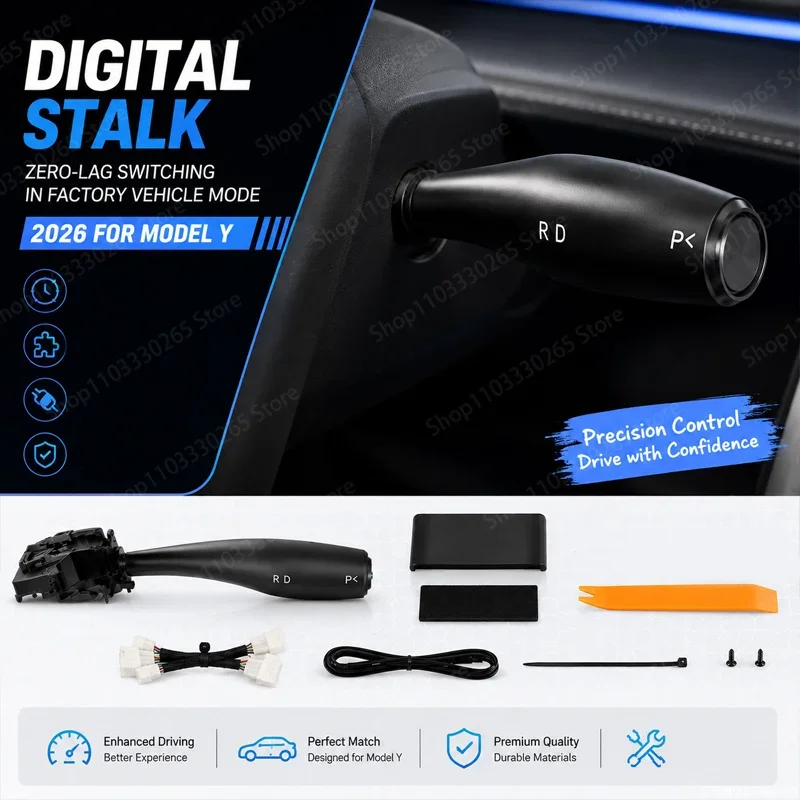 For Tesla Model Y 2026 Juniper Physical Gear Shift Stalk Kit Smart R D P Lever with Wiring Harness Pry Tool No Damage Car Mod