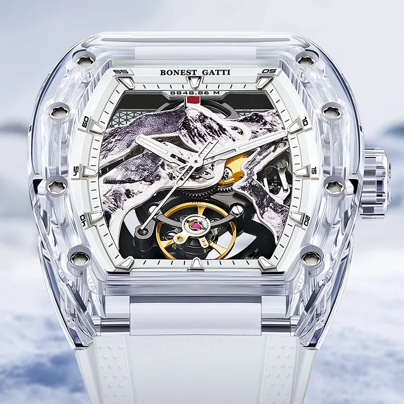 

Мужские автоматические механические часы BONEST GATTI Everest Series, Германия, автоматические механические часы со скелетом - десять известных часов, подарок на день рождения