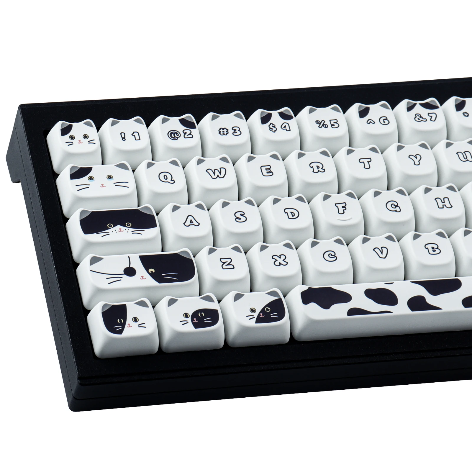 Black White Cat Keycaps 135 Keys PBT Material MAO Profile DYE-SUB Personalized Keycaps For CHERRY MX Switch Mechanical Keyboard