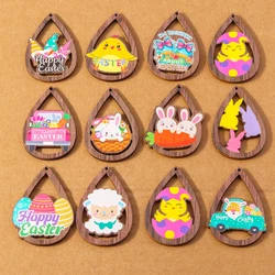 10 Pcs Colorful Cartoon Animal Rabbit Easter Egg Charms Pendants for Jewelry Making Earrings Necklace DIY Accessories Supplies