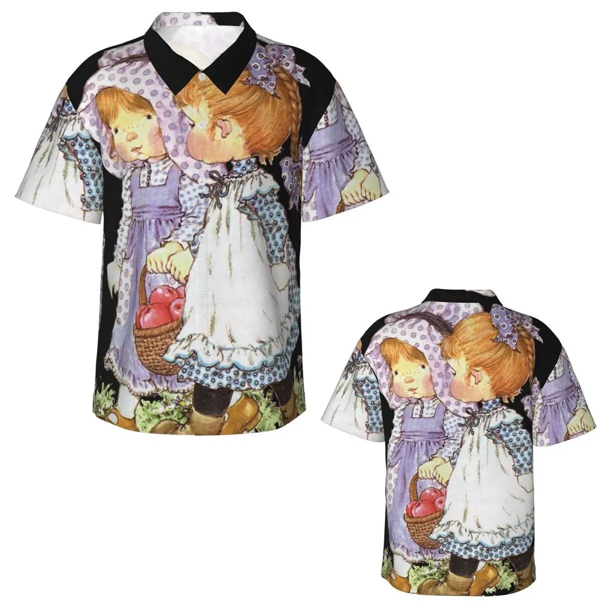 Sarah Kay Girl Hawaiian Shirts Casual Men Short Sleeve Shirt for Summer Beach Men's Lapel Tops